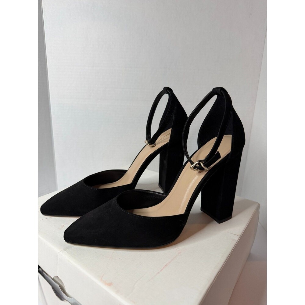 ALDO Susan Women's Block Heel Ankle Strap Pump Black Size 9 excellent condition